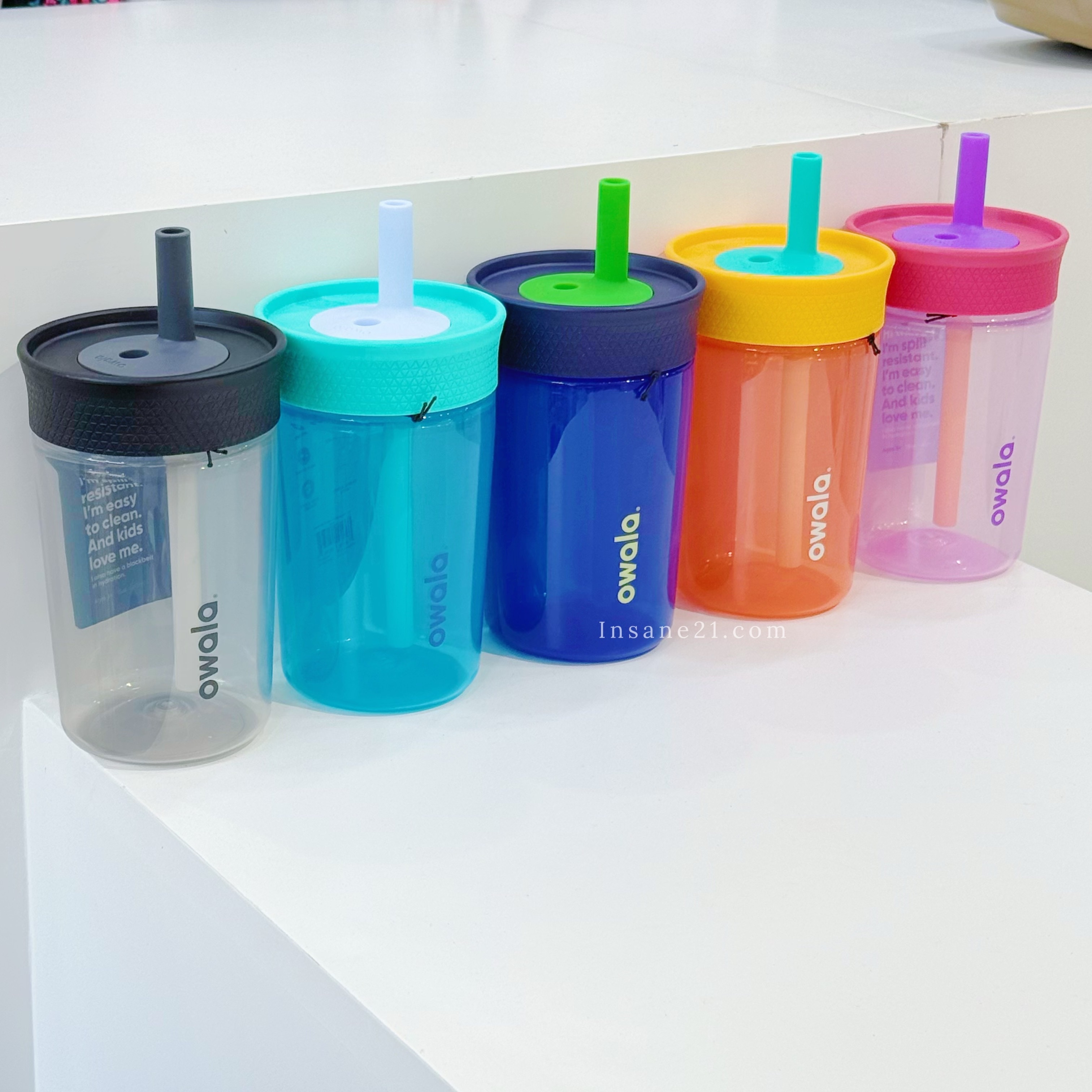 OWALA KIDS TUMBLER 15OZ 防漏 撞色吸管杯 455ML 兒童 透明