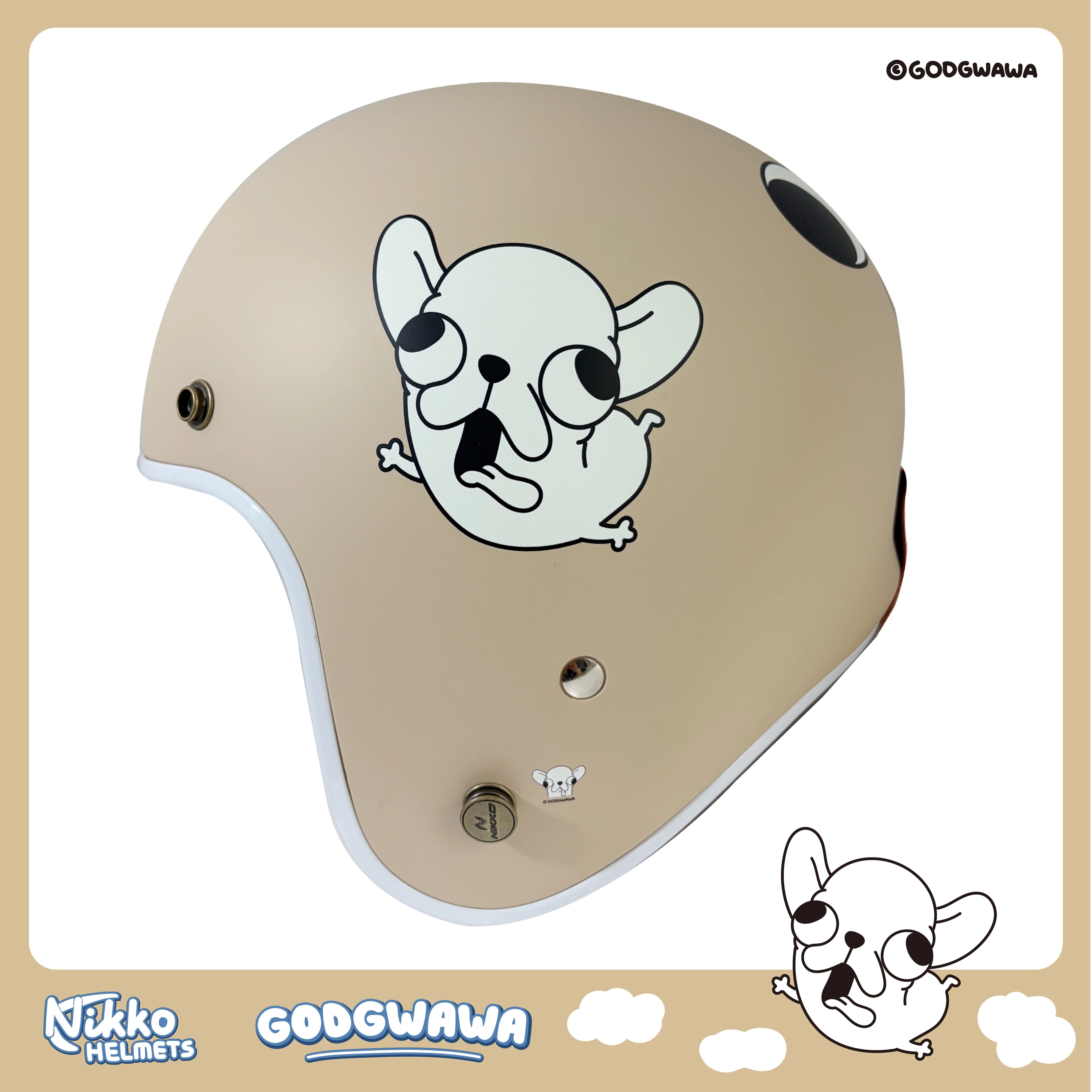 NIKKO N401 Godgwawa 飛天小吉 夜光 泥吉 消光棕 復古帽 3/4罩 安全帽
