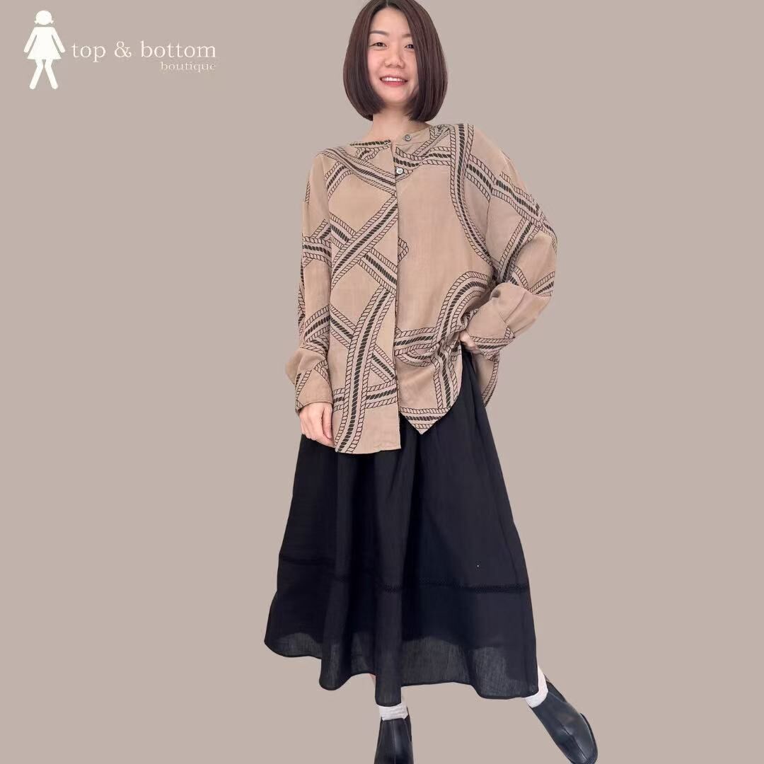 SOFT LINEN PRINTED BUTTON LONG SHIRT