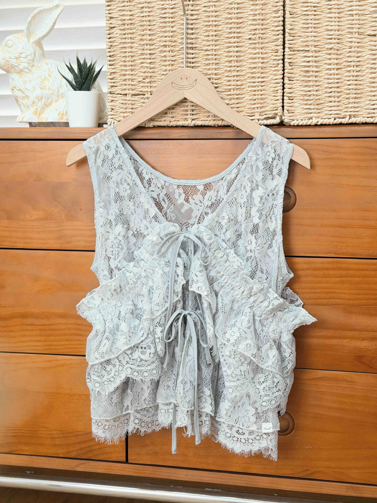 三色 / 多穿法精緻感睫毛蕾絲馬甲 / Multi-Way Eyelash Lace Layered Vest Top