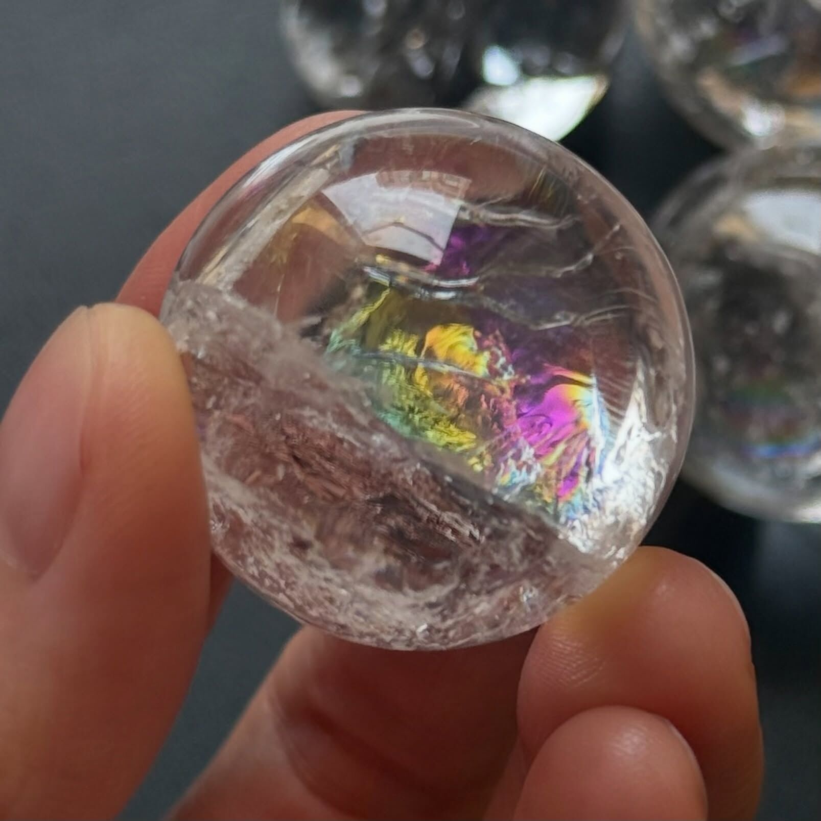 [原石] 爆彩白水晶球