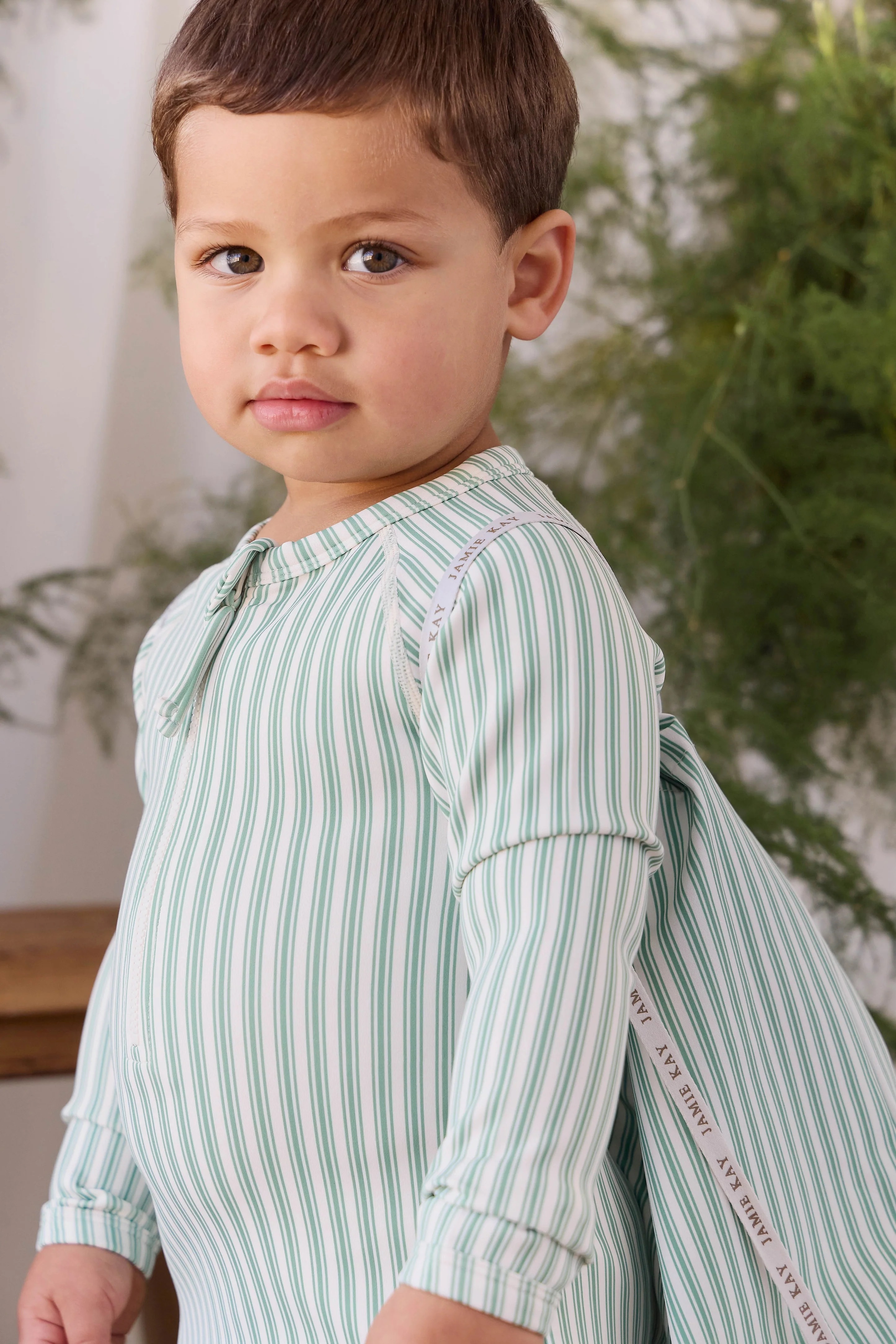 【預購】JAMIE KAY -Florian Zip Swimsuit（Variegated Stripe Snow Pea）