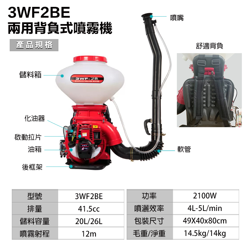 宇慶ASAHI附發票｜3WF2BE｜兩用背負式噴霧機 背負式動力肥料機 灑肥機 施肥機 電子啟動