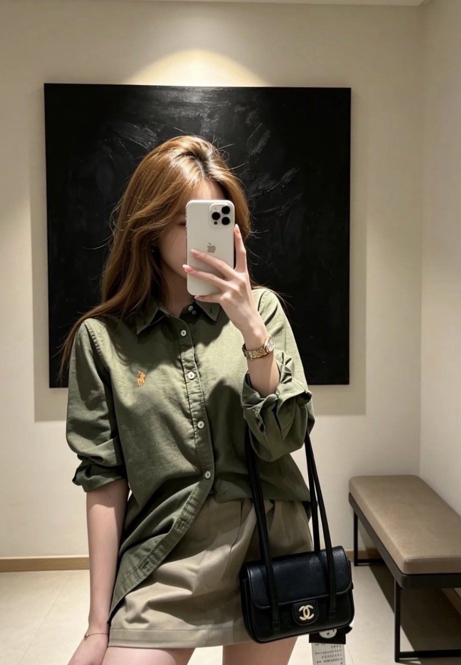 Chanel 26S Preppy Coco 小牛皮金扣單肩袋腋下袋 黑色