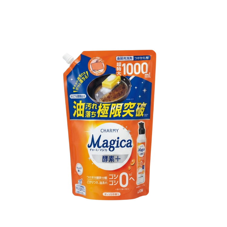 LION 獅王 CHARMY Magica 酵素+洗潔精 鮮橙香 特大補充裝 1000ml