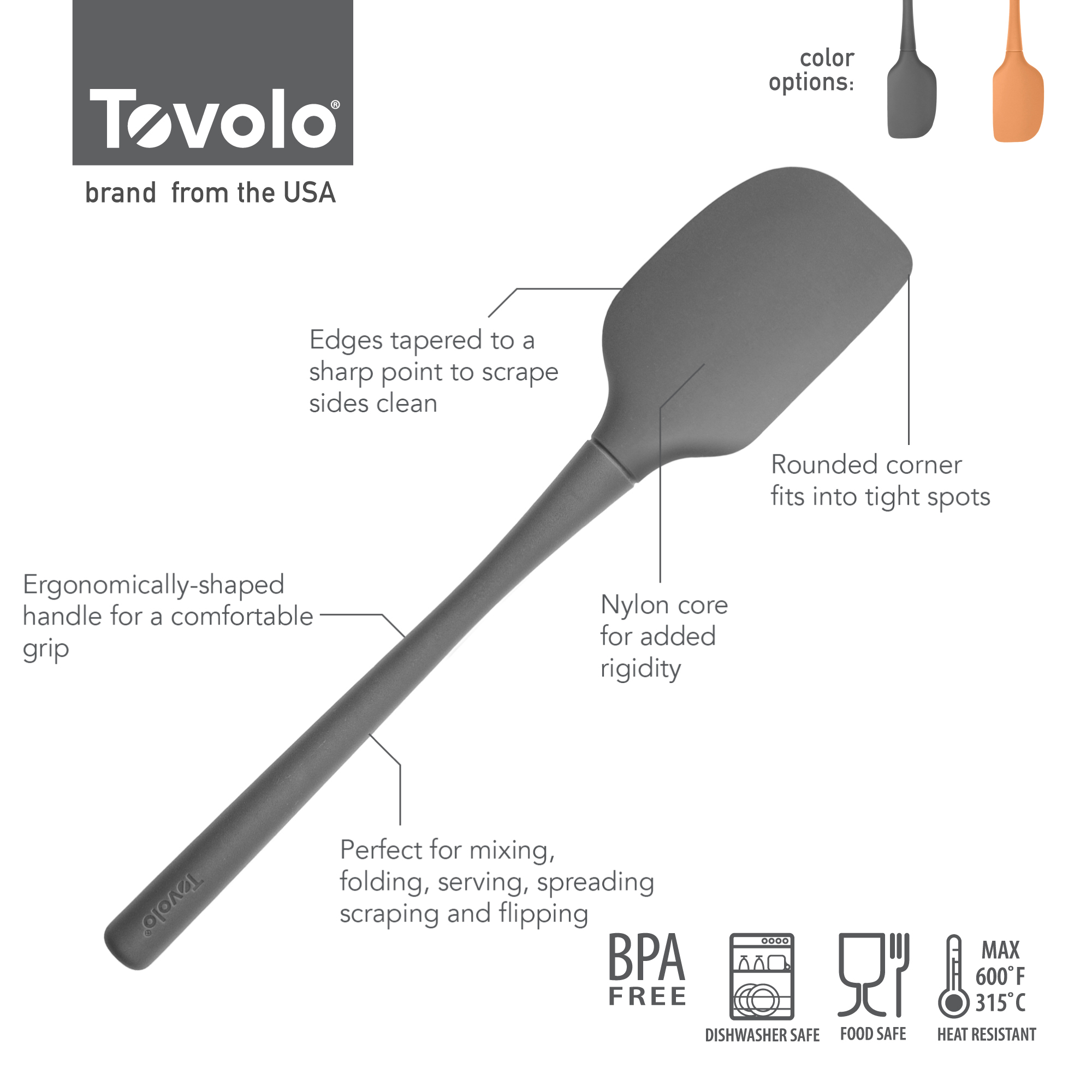 TOVOLO FLEX-CORE® 全矽膠刮 (碳灰色 /杏桃色)