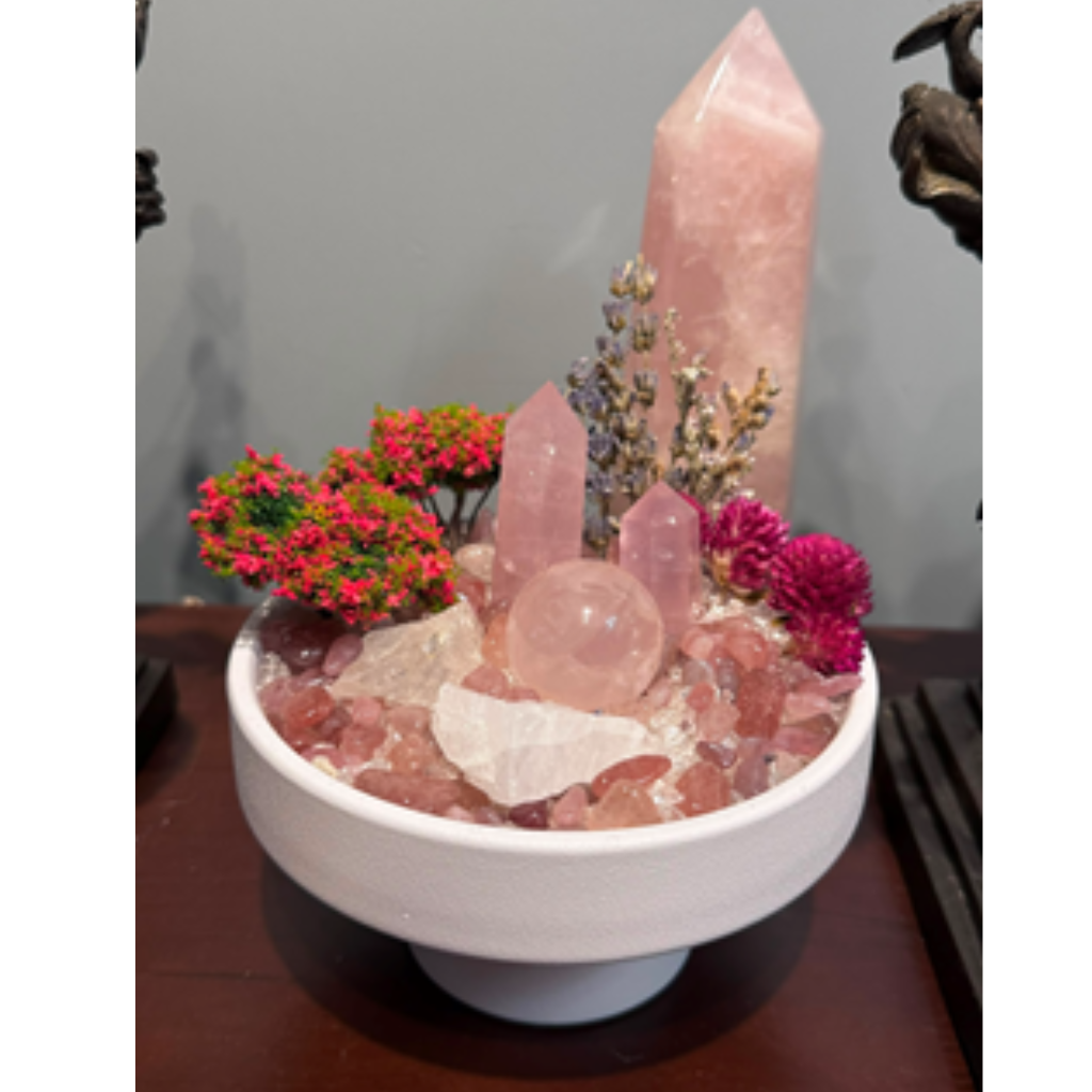 OTH-LLG0820-021 粉晶聚寶盆 14 x14cm｜招貴人、旺人緣、催正桃花 (隨機出) (A21)