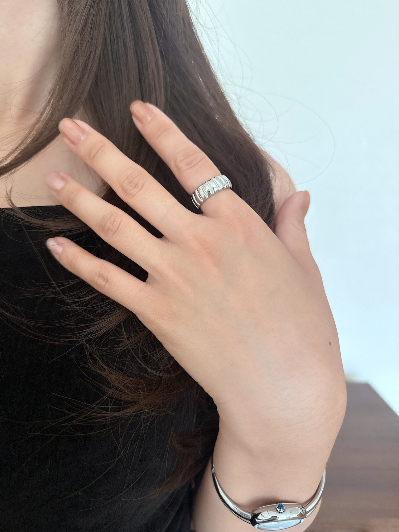 S925 stripe pattern ring