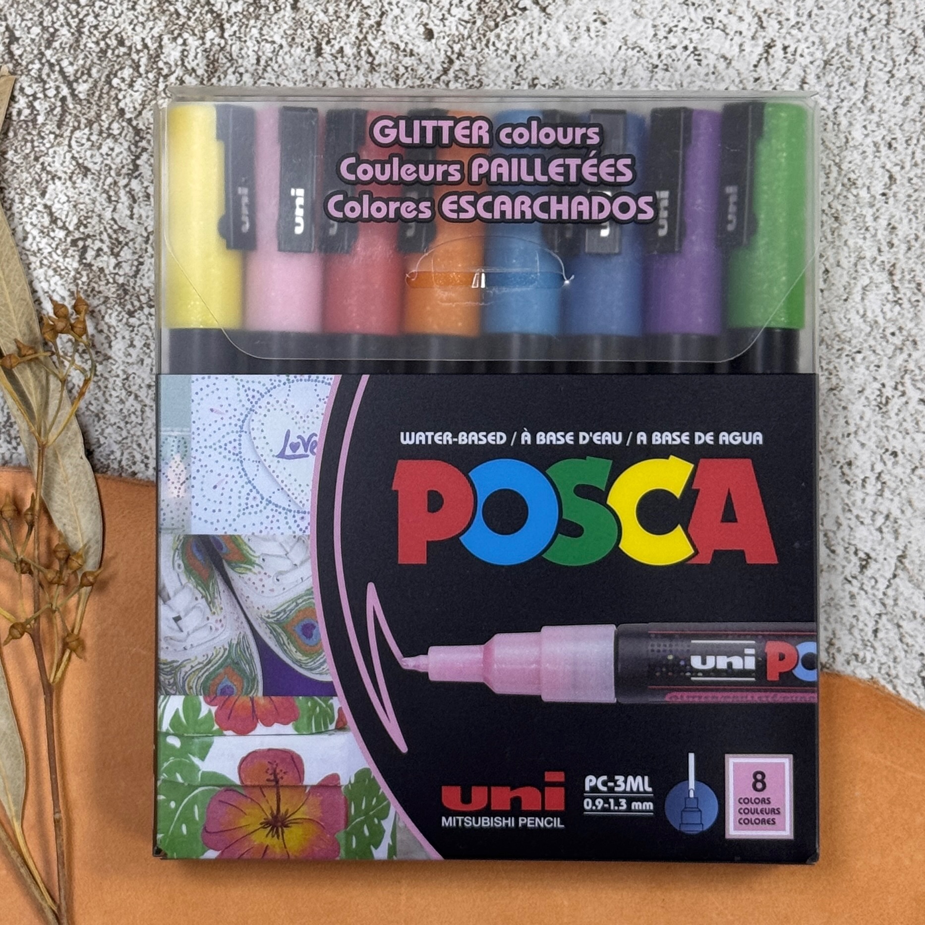 uni POSCA 壓克力麥克筆 PC-3ML 細字 亮粉彩8色盒裝 歐版