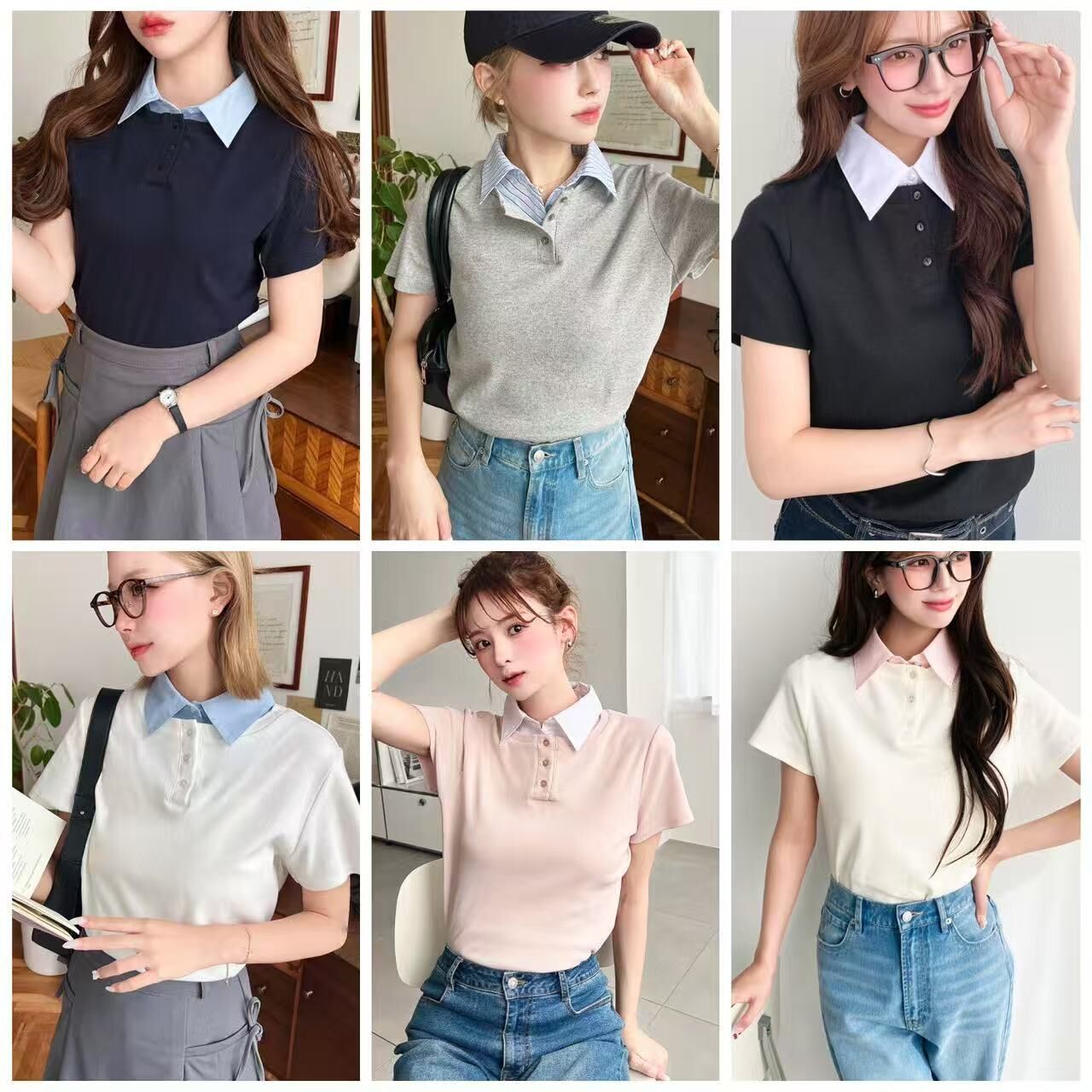 【預購】JM082003 moment+ 假兩件撞色 Polo 衫