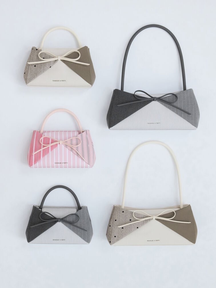 【現貨】Charles & Keith 小CK Hazel 撞色 蝴蝶結 綁帶 側背 附背帶 手提包