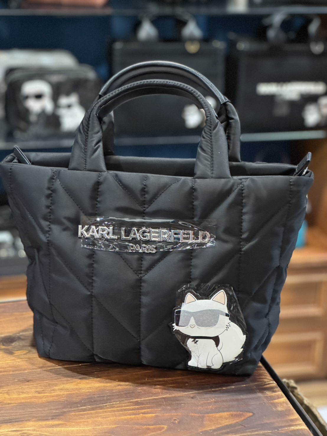 Karl Lagerfeld 卡爾 貓咪 金屬字母 尼龍 托特包