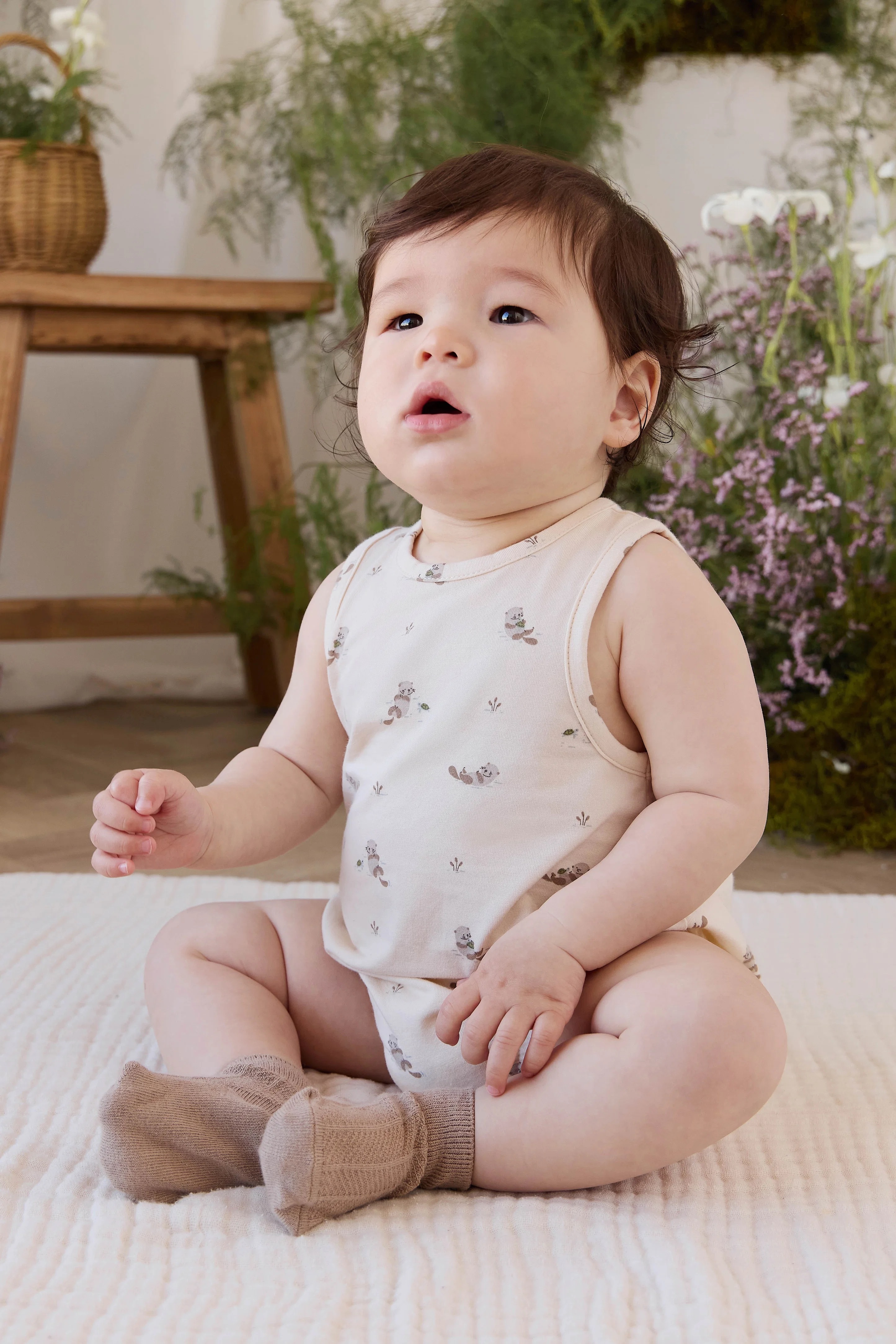 【預購】JAMIE KAY -Organic Cotton Lionel Playsuit（Otter Buddies Tofu）