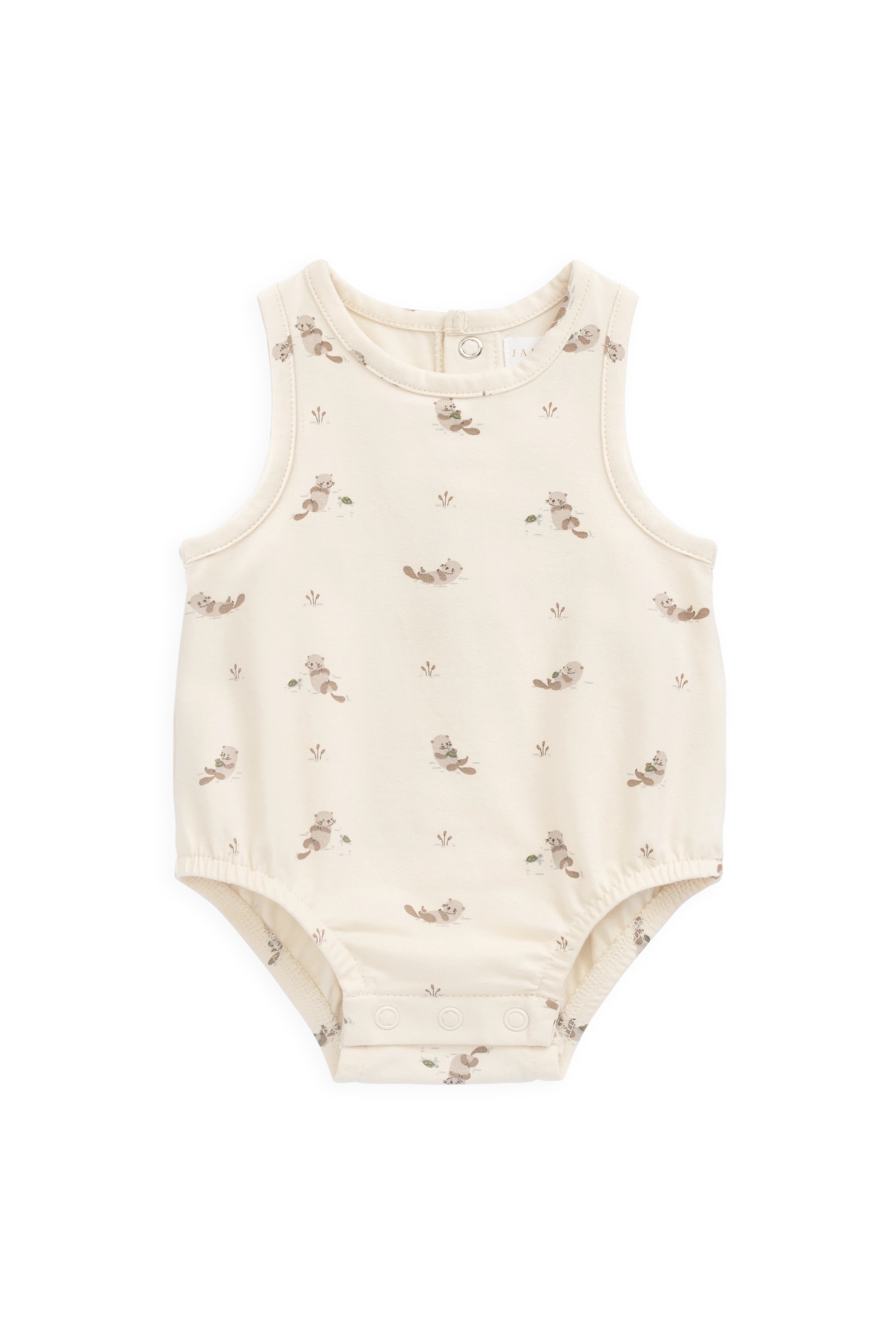 【預購】JAMIE KAY -Organic Cotton Lionel Playsuit（Otter Buddies Tofu）
