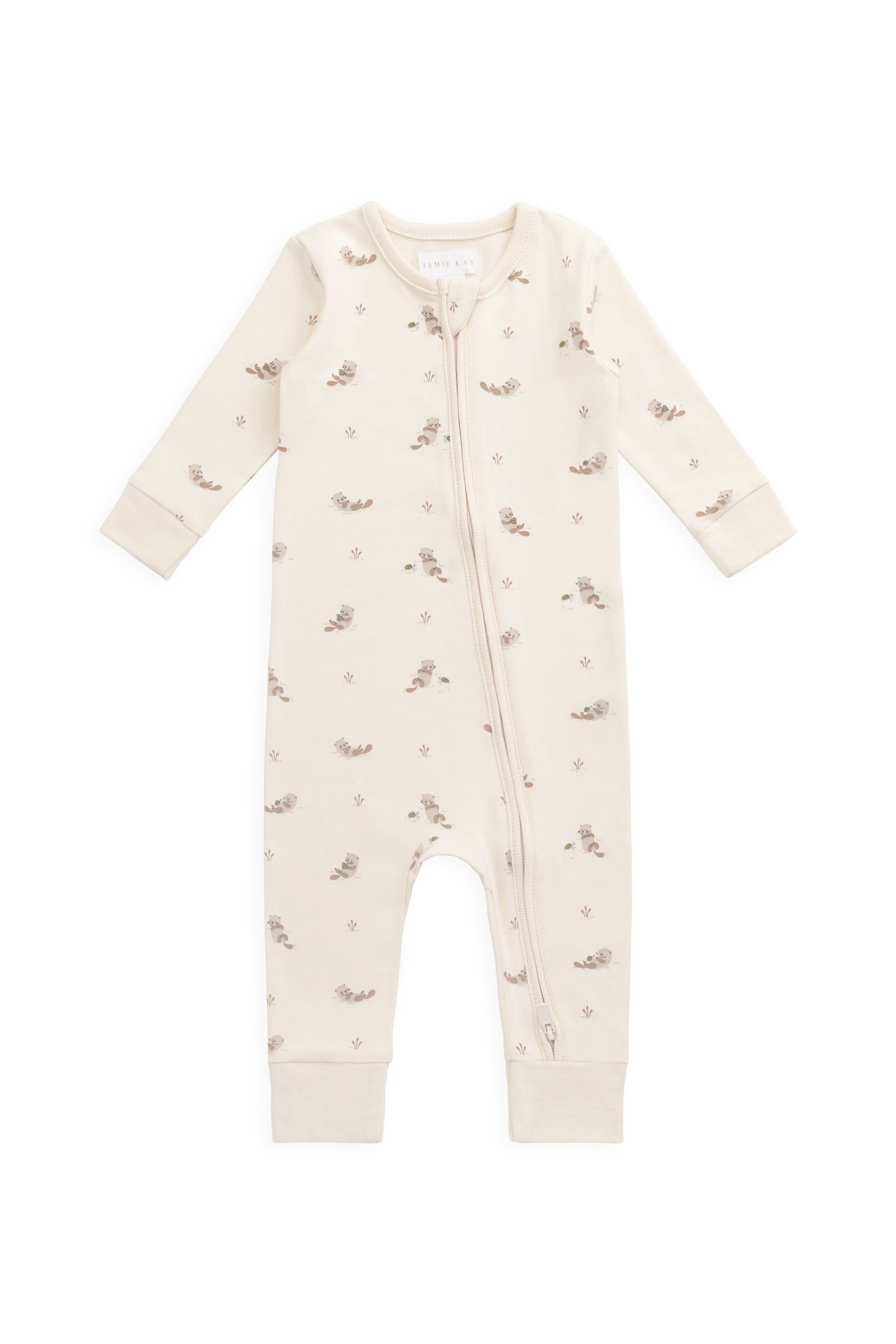 【預購】JAMIE KAY -Organic Cotton Reese Zip Onepiece（Otter Buddies Tofu）