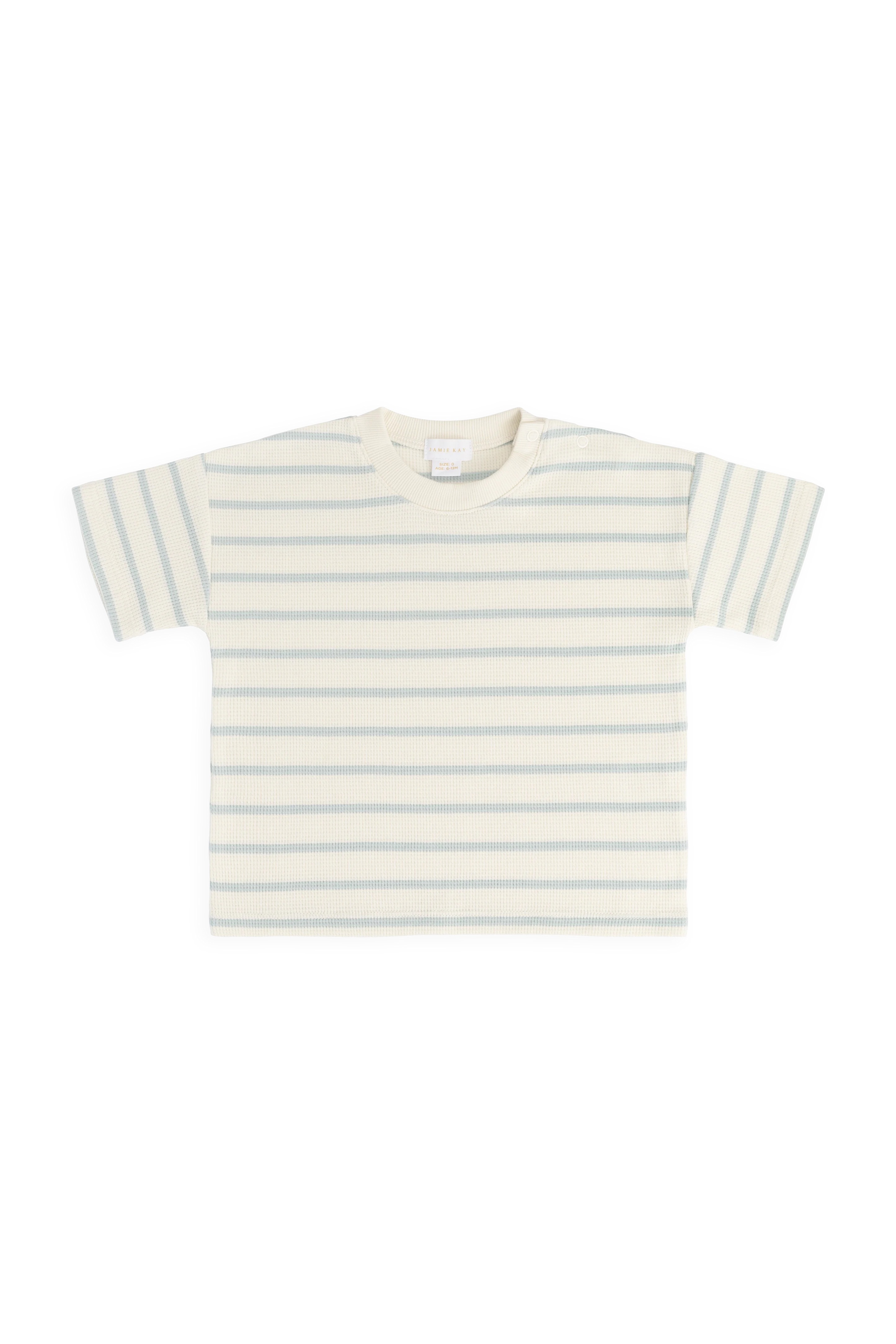 【預購】JAMIE KAY -Organic Cotton Waffle Leith Tee（James Stripe Reef/Cloud）