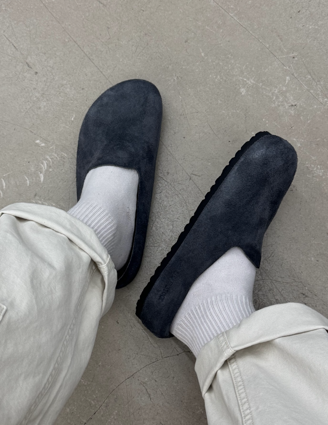 Birkenstock Amsterdam Wrapped Suede Leather Charcoal | 1032542