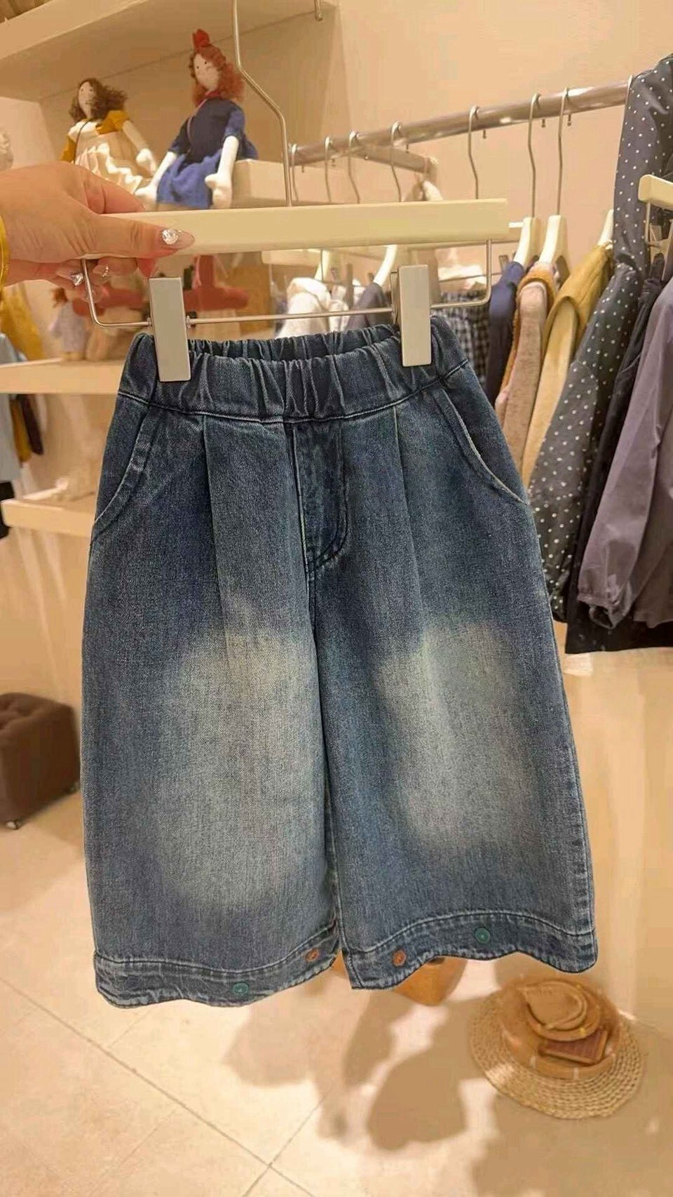 復古絲絨扣寬褲