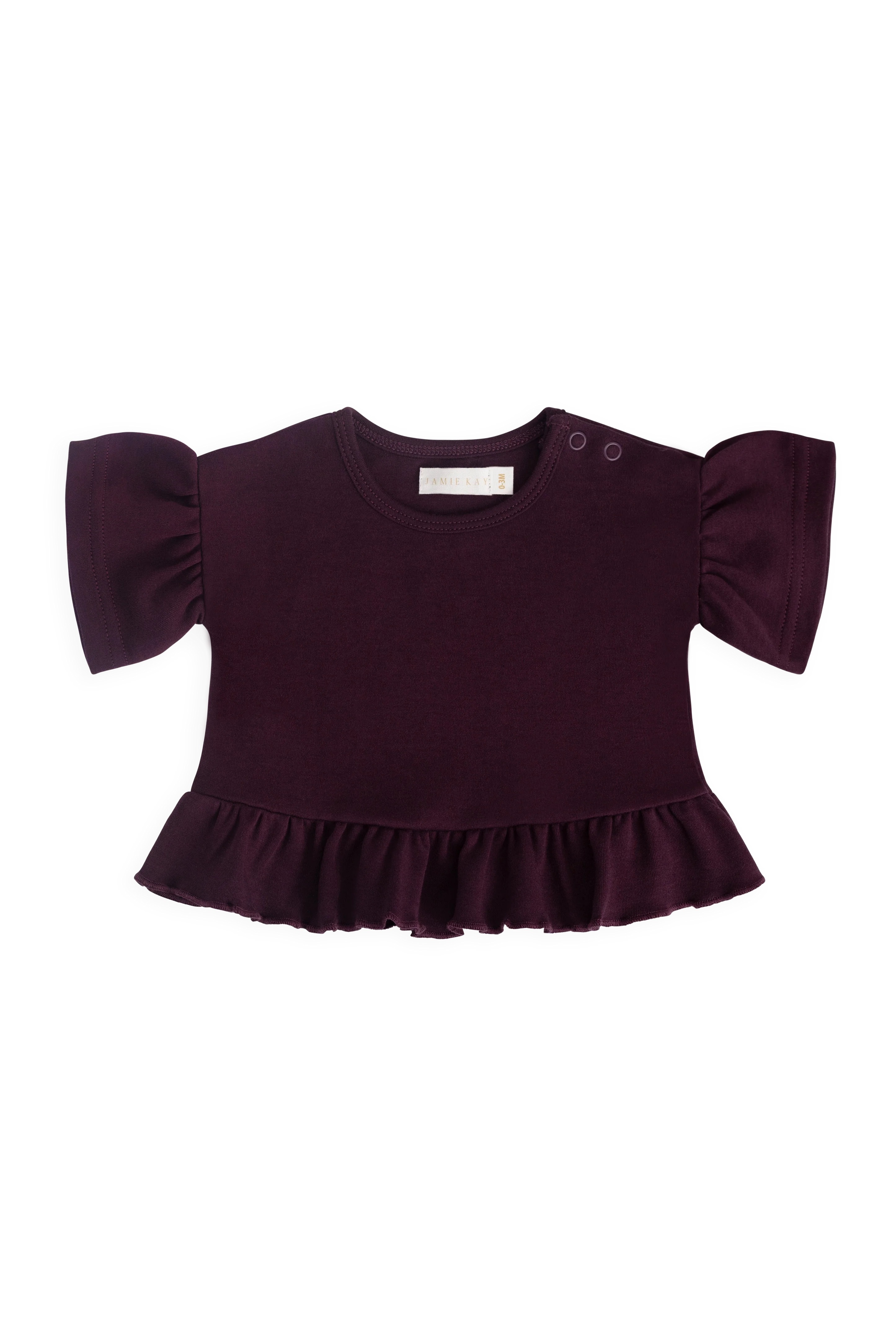 【預購】JAMIE KAY -Pima Cotton Courtney Ruffle Top（Fig）