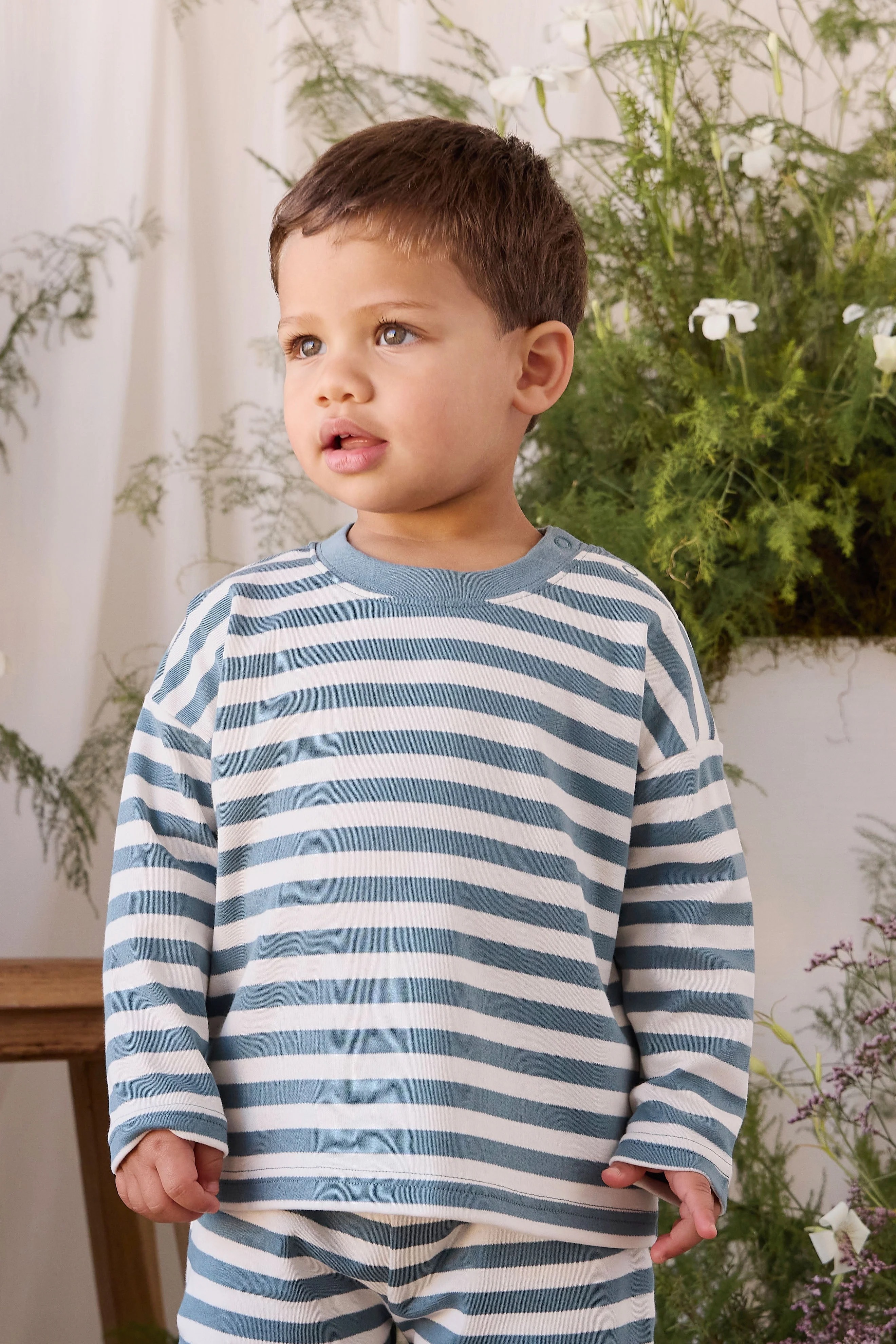 【預購】JAMIE KAY -Pima Cotton Edward Long Sleeve Top（Essential Stripe Cloud/Honolulu）