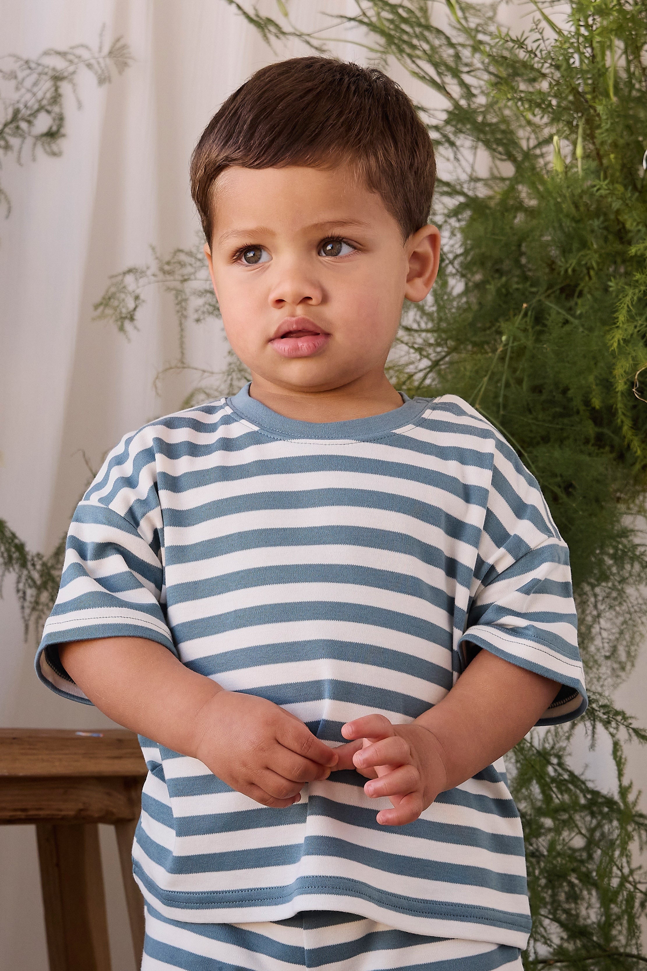 【預購】JAMIE KAY -Pima Cotton Edward Tee（Essential Stripe Cloud/Honolulu）