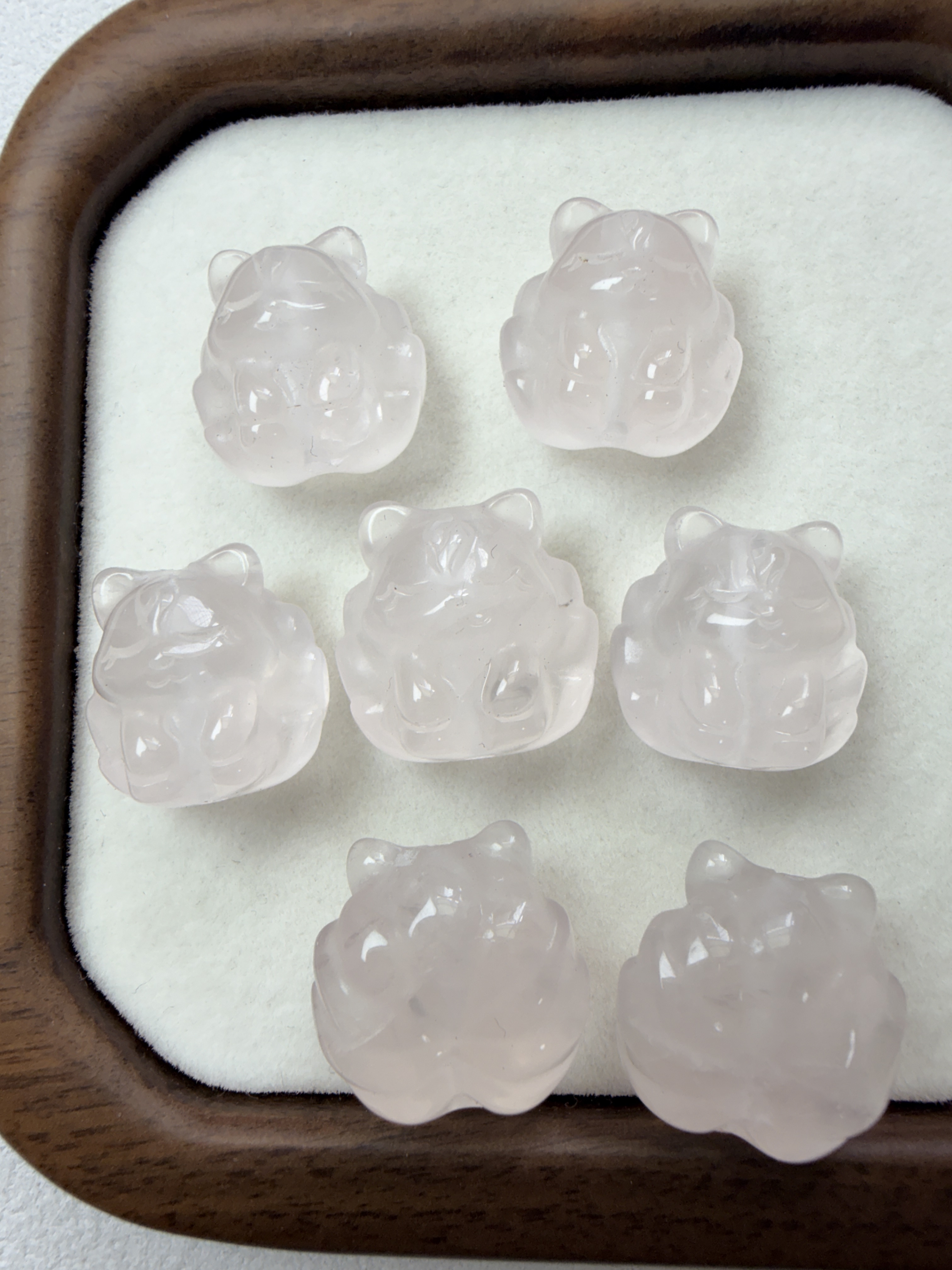 粉晶 九尾狐 狐仙 雕刻件 DIY通孔 ｜愛情 人緣 自愛