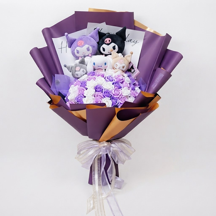 酷洛米（Kuromi）卡通玩偶50朵香皂花束