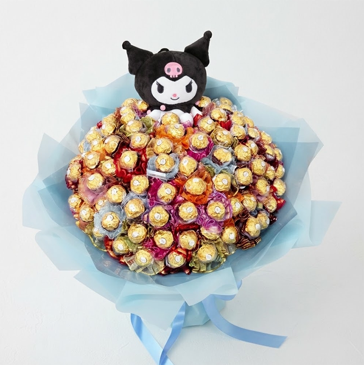 酷洛米（Kuromi）卡通玩偶100朵金莎花束