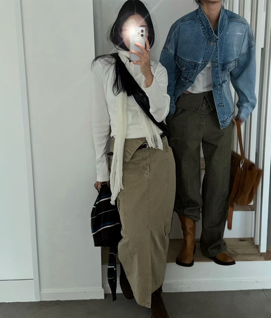 單翻面單寧長裙(不含腰帶)