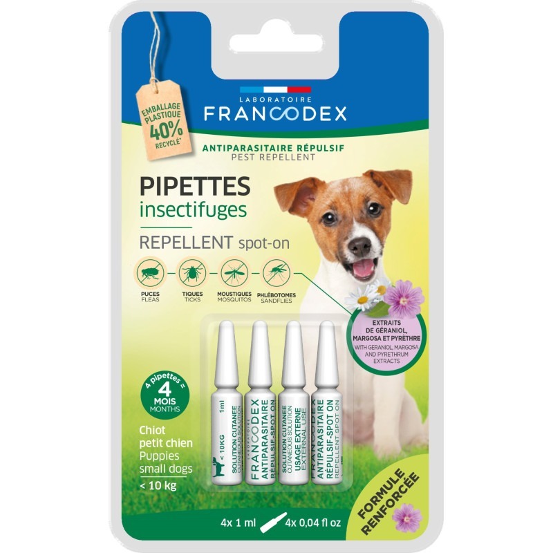 Francodex 天然驅蝨滴劑．幼犬/小型犬專用4pcs