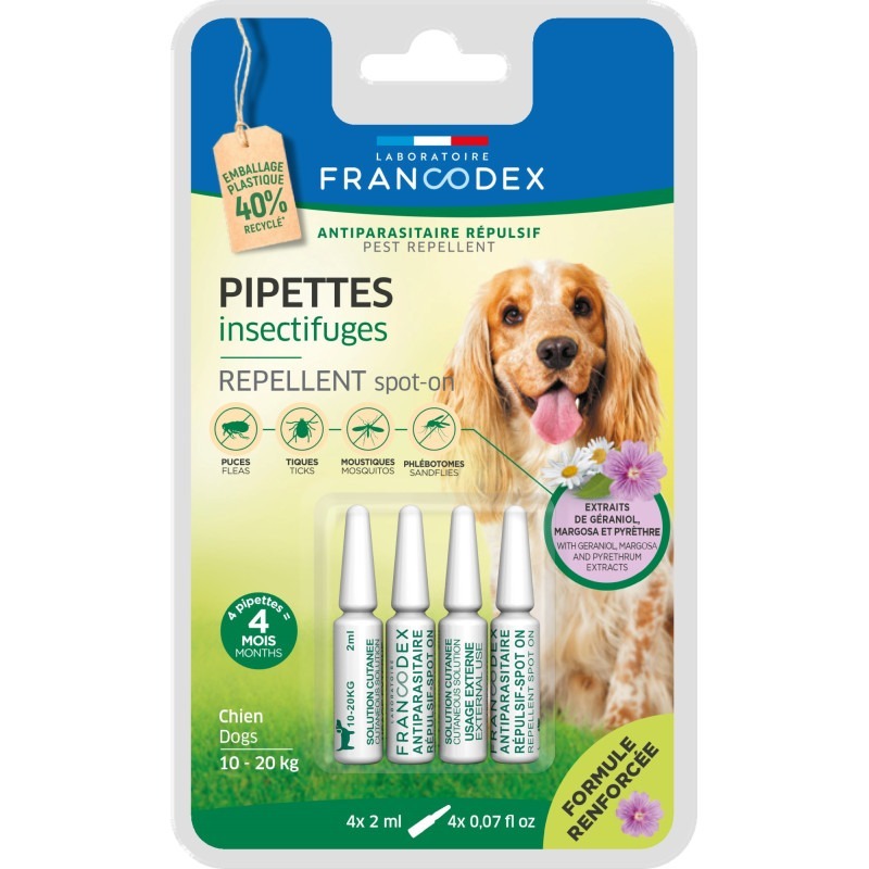 Francodex 天然驅蝨滴劑．中型犬專用4pcs