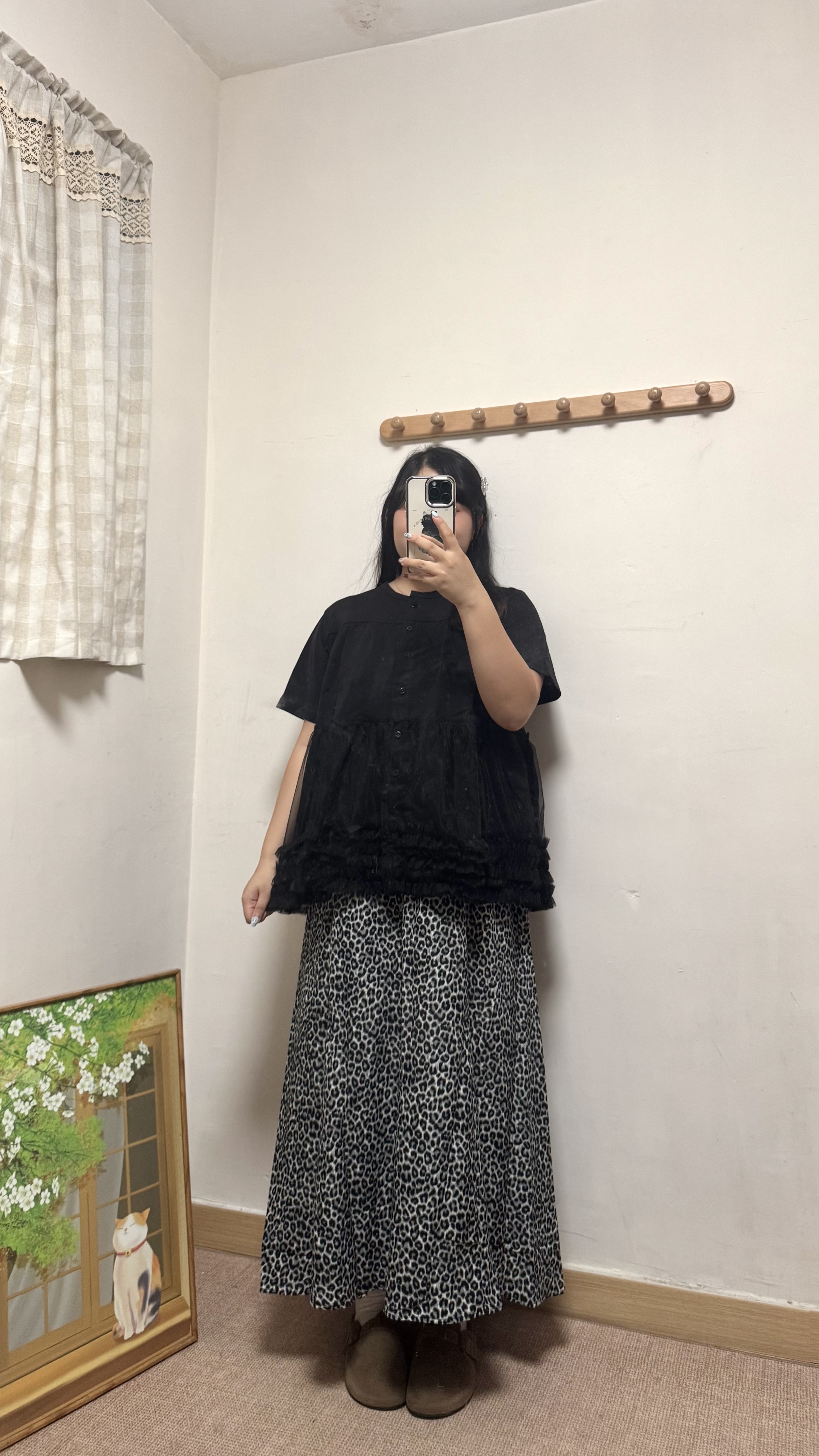 圓領棉質拼紗排鈕Top