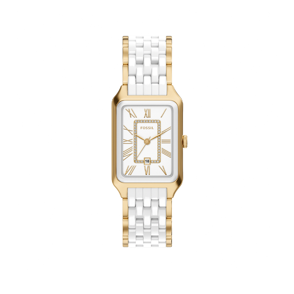 Raquel 復古羅馬數字女錶 白色/金色陶瓷錶帶 26 MM CE1136