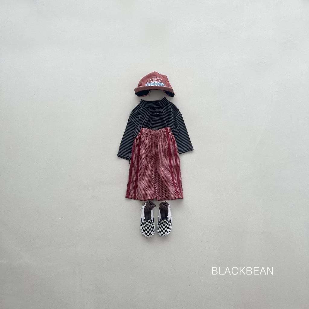 正韓秋BLACKBEAN 嫩嬰/小童兩色方格線條運動褲