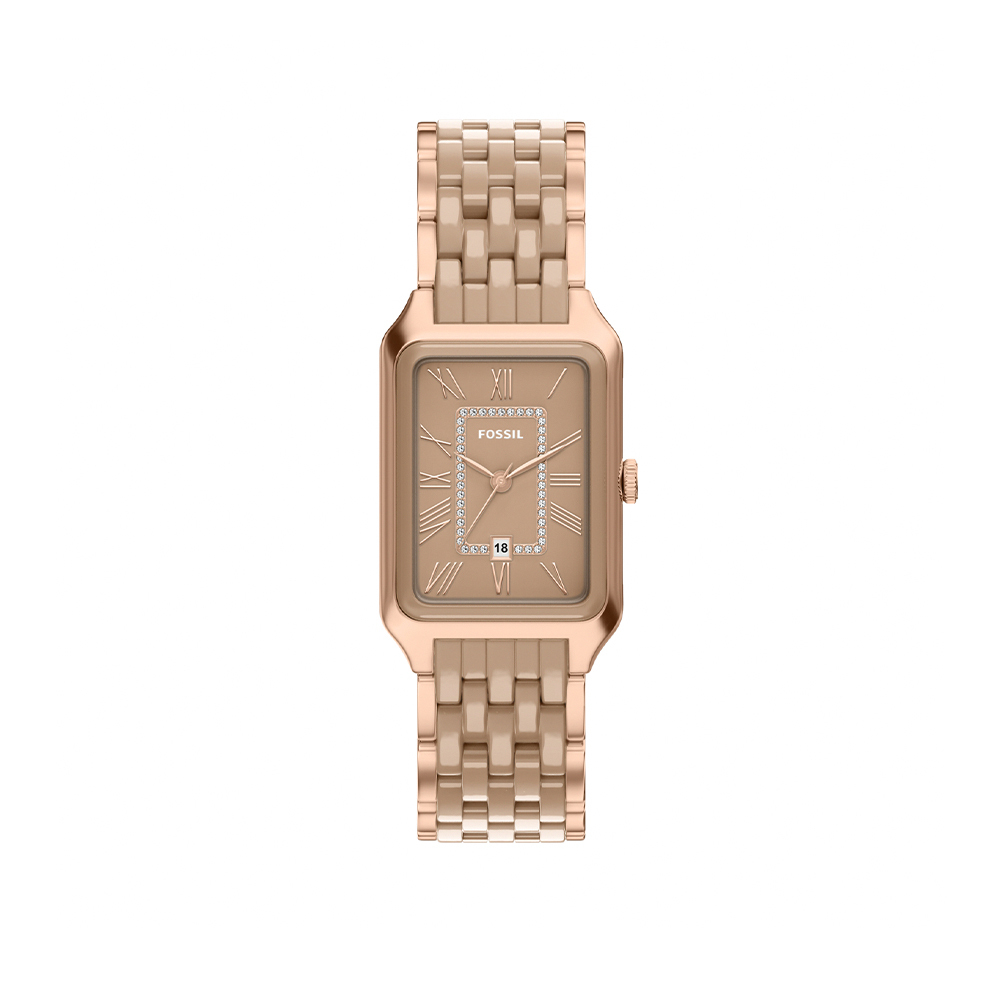 Raquel 復古羅馬數字女錶 玫瑰金/裸色陶瓷錶帶 26 MM CE1137
