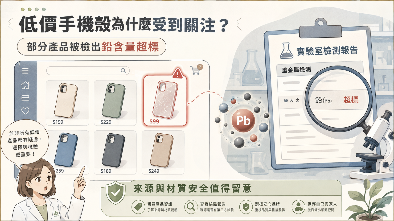 低價手機殼鉛含量檢驗示意