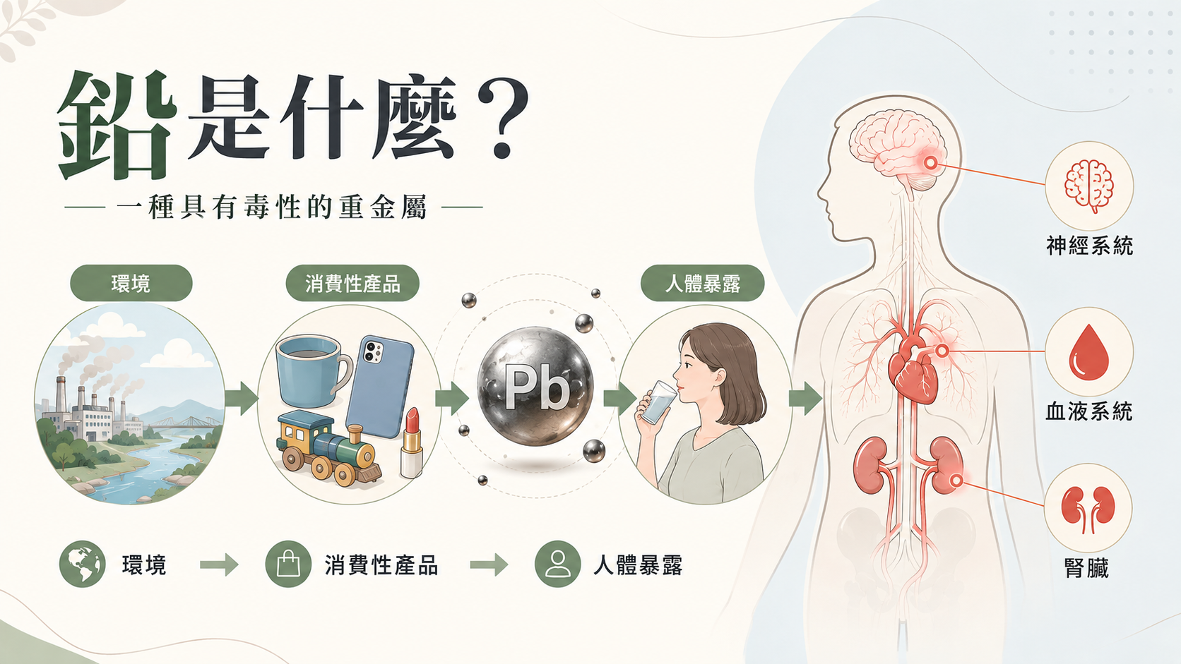 鉛對人體健康影響示意