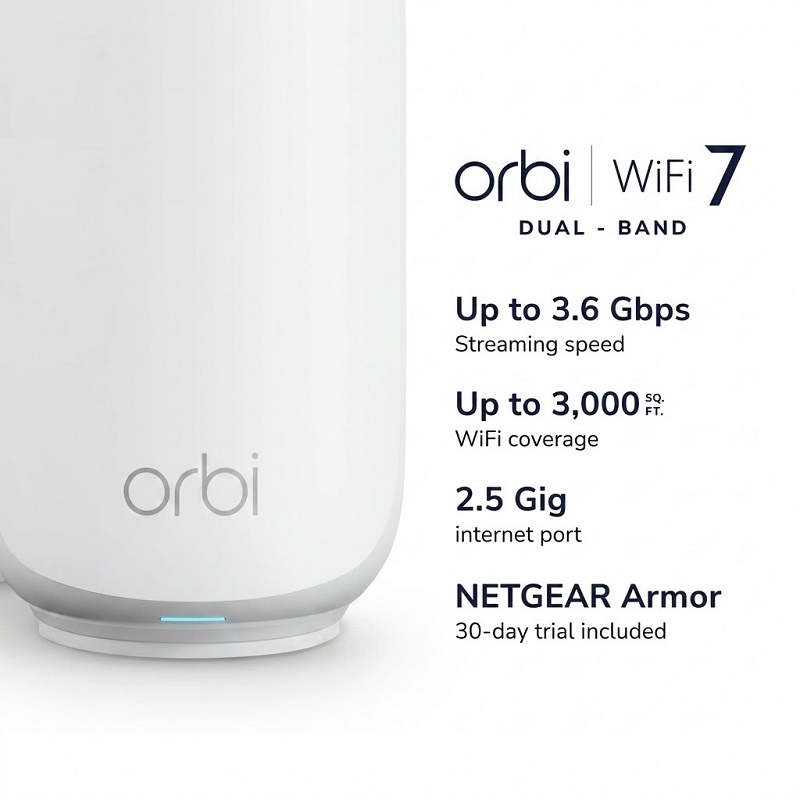 Netgear Orbi RBE372 BE3600 雙頻 WiFi 7 Mesh 路由器 (2件装)