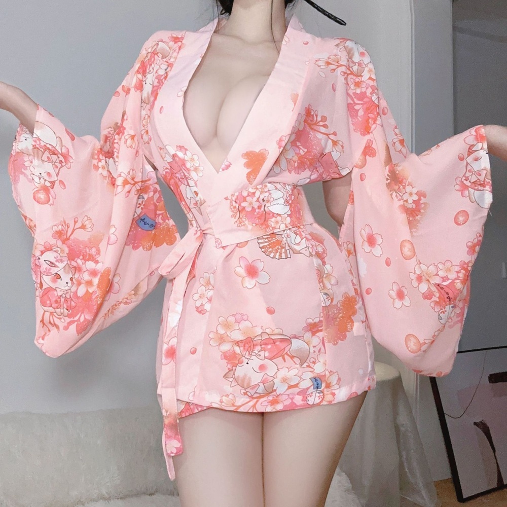 【甜美櫻花】日系粉嫩和服深V誘惑和服浴衣