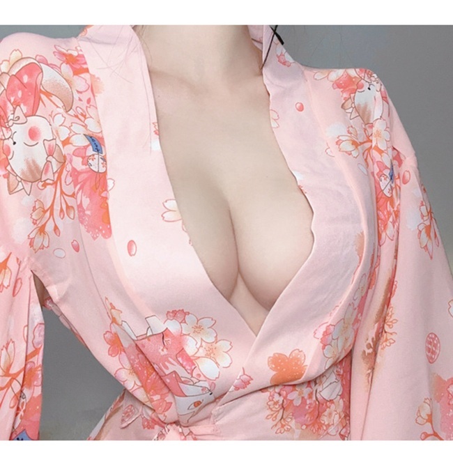【甜美櫻花】日系粉嫩和服深V誘惑和服浴衣