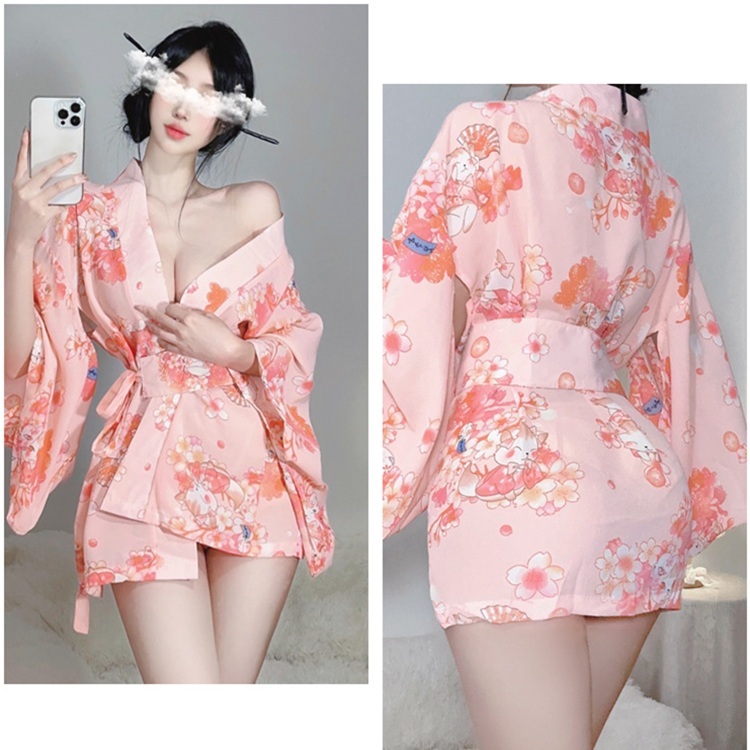 【甜美櫻花】日系粉嫩和服深V誘惑和服浴衣