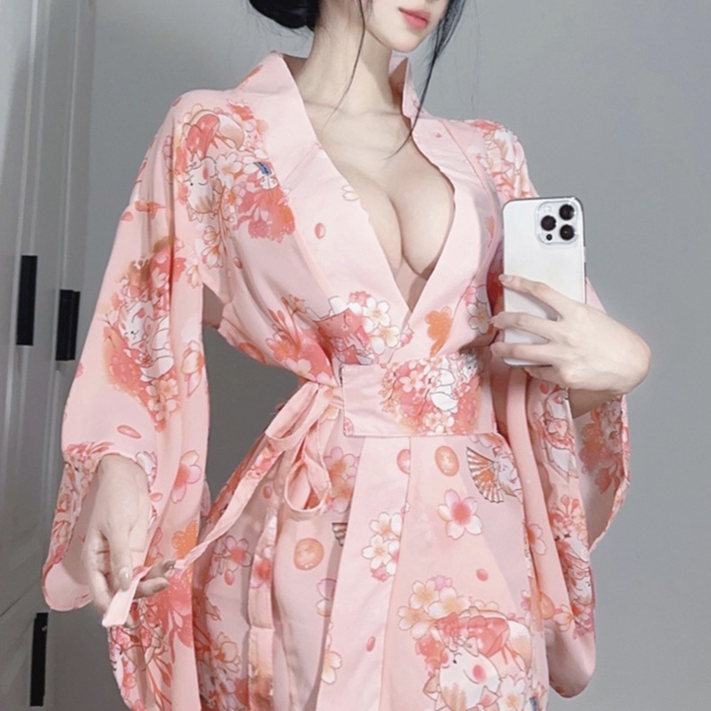 【甜美櫻花】日系粉嫩和服深V誘惑和服浴衣