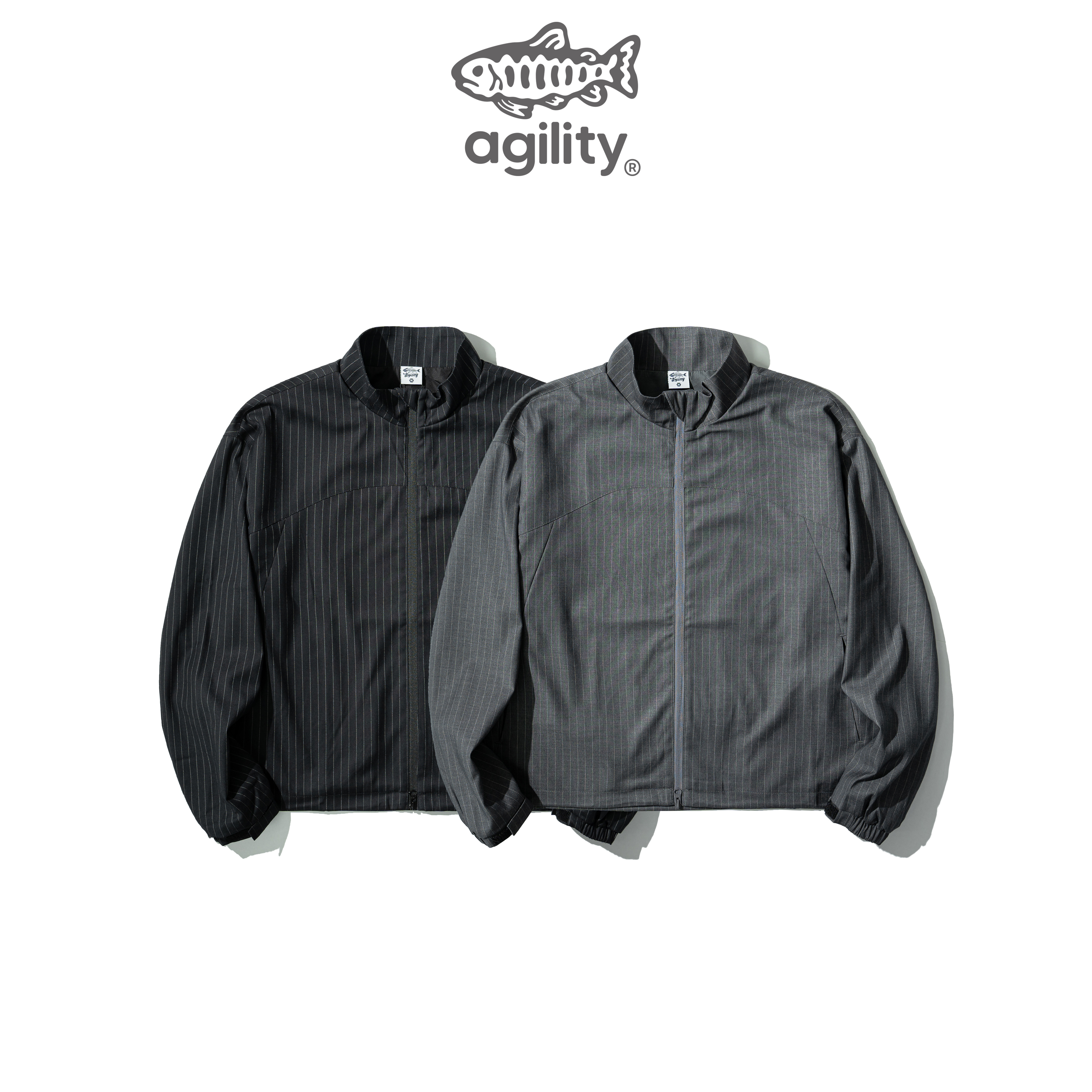 AGILITY Striped Track Jacket 條紋西裝布料 立領外套 [S-ASJ]