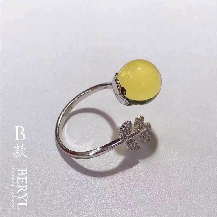 墨西哥5A級天然超淨水湛藍藍珀純銀戒(活圍)