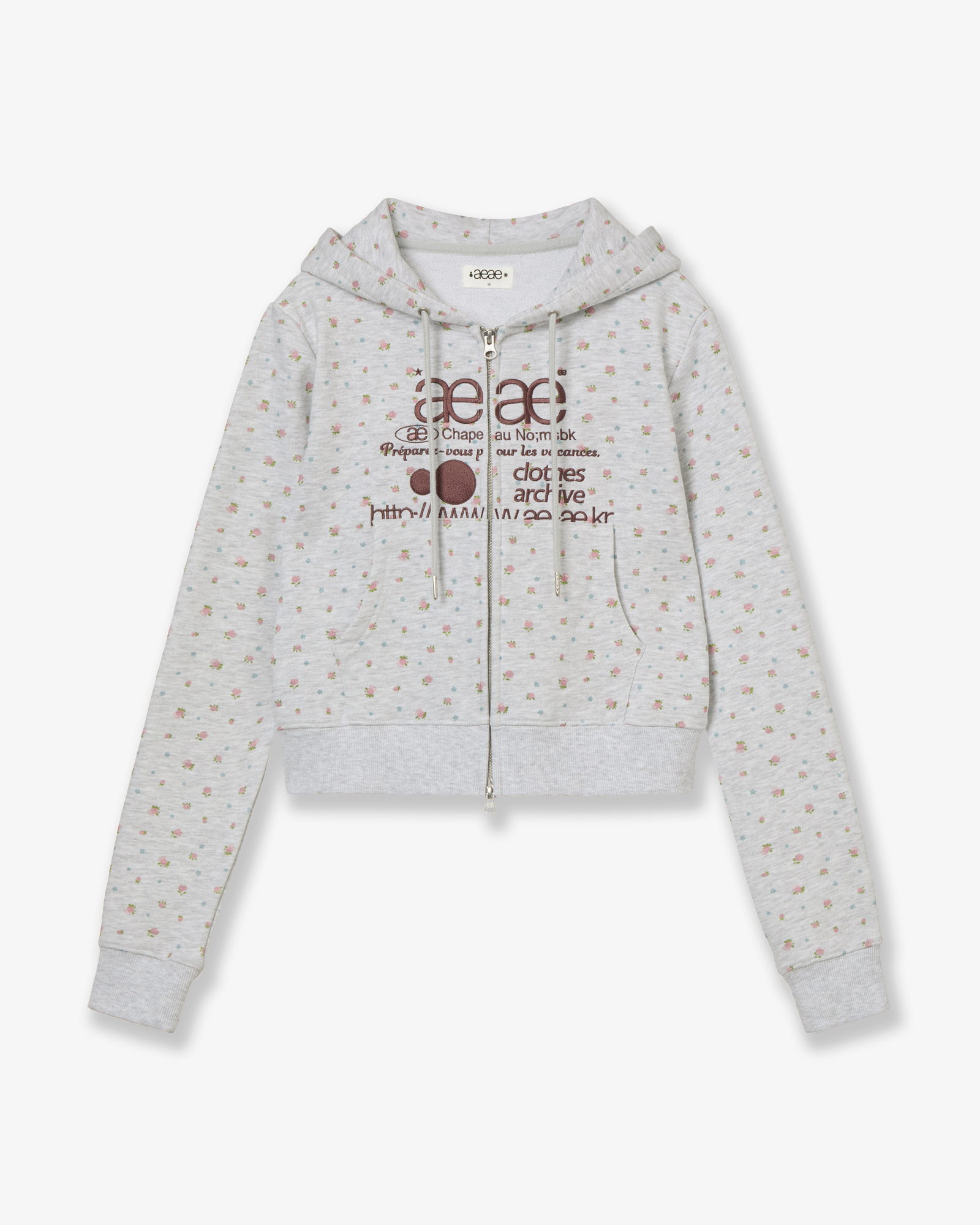 WEB LOGO FLOWER CROP HOOD ZIP UP