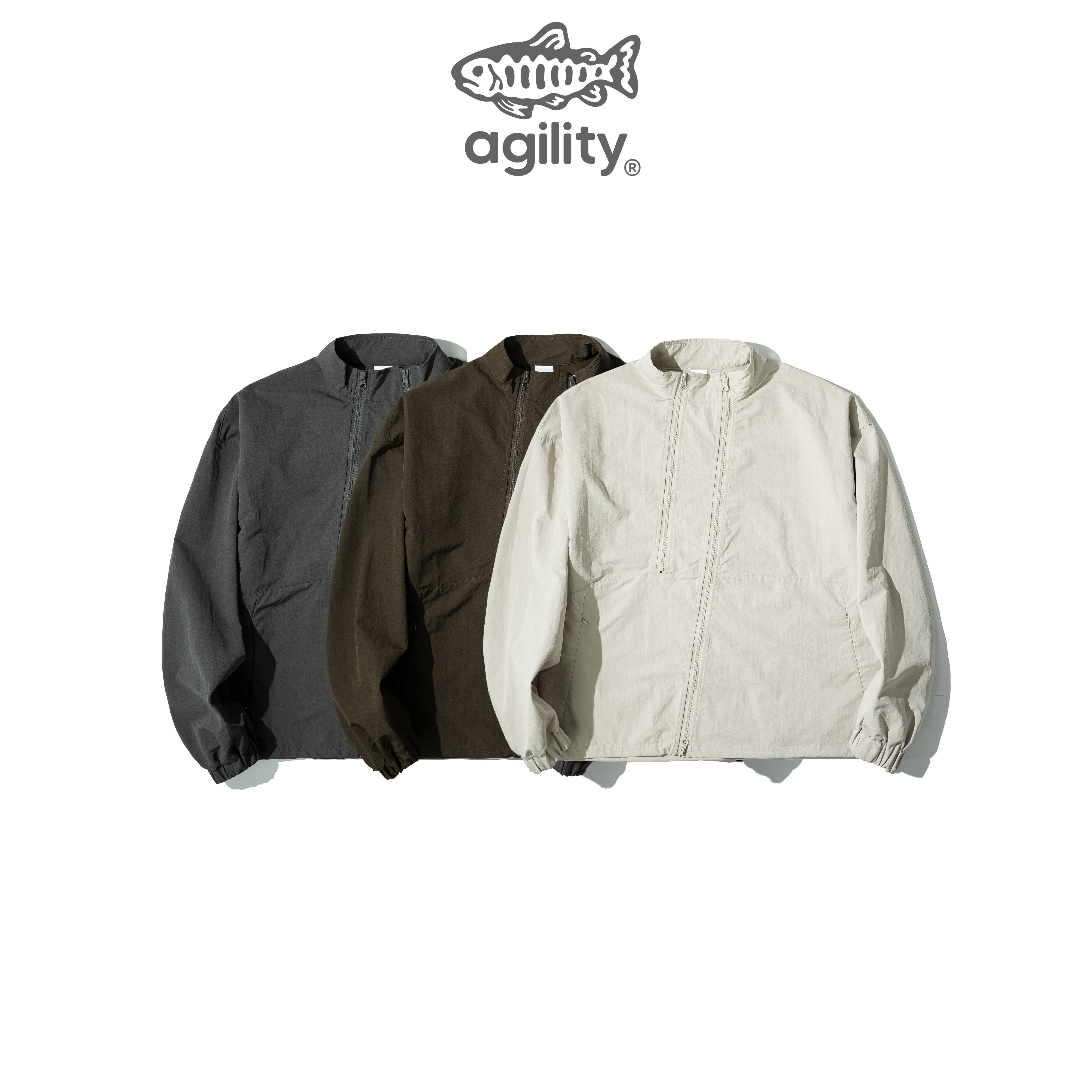 AGILITY Asymmetric Double Zip Jacket 斜拉鍊 短版 尼龍外套 [NJ85]