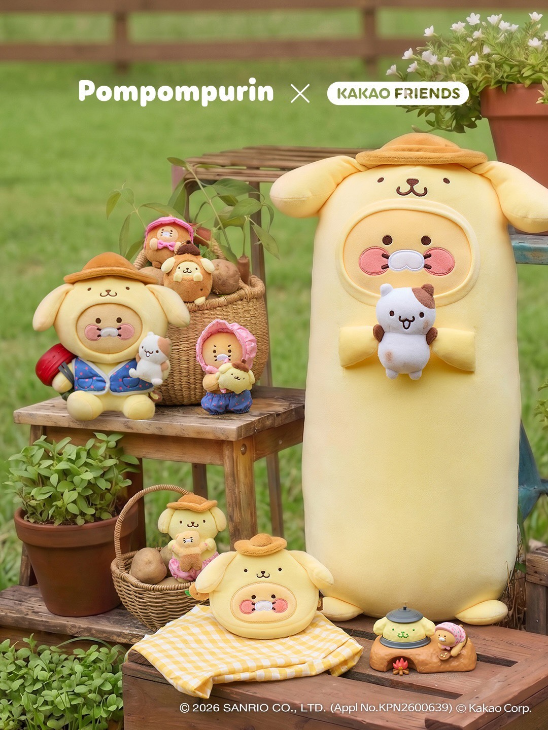 【OWN】Kakao Friends X Pompompurin 馬鈴薯 聯名 韓國 布丁狗 春植 萊恩 抱枕 吊飾 玩偶 鍵帽 購物袋