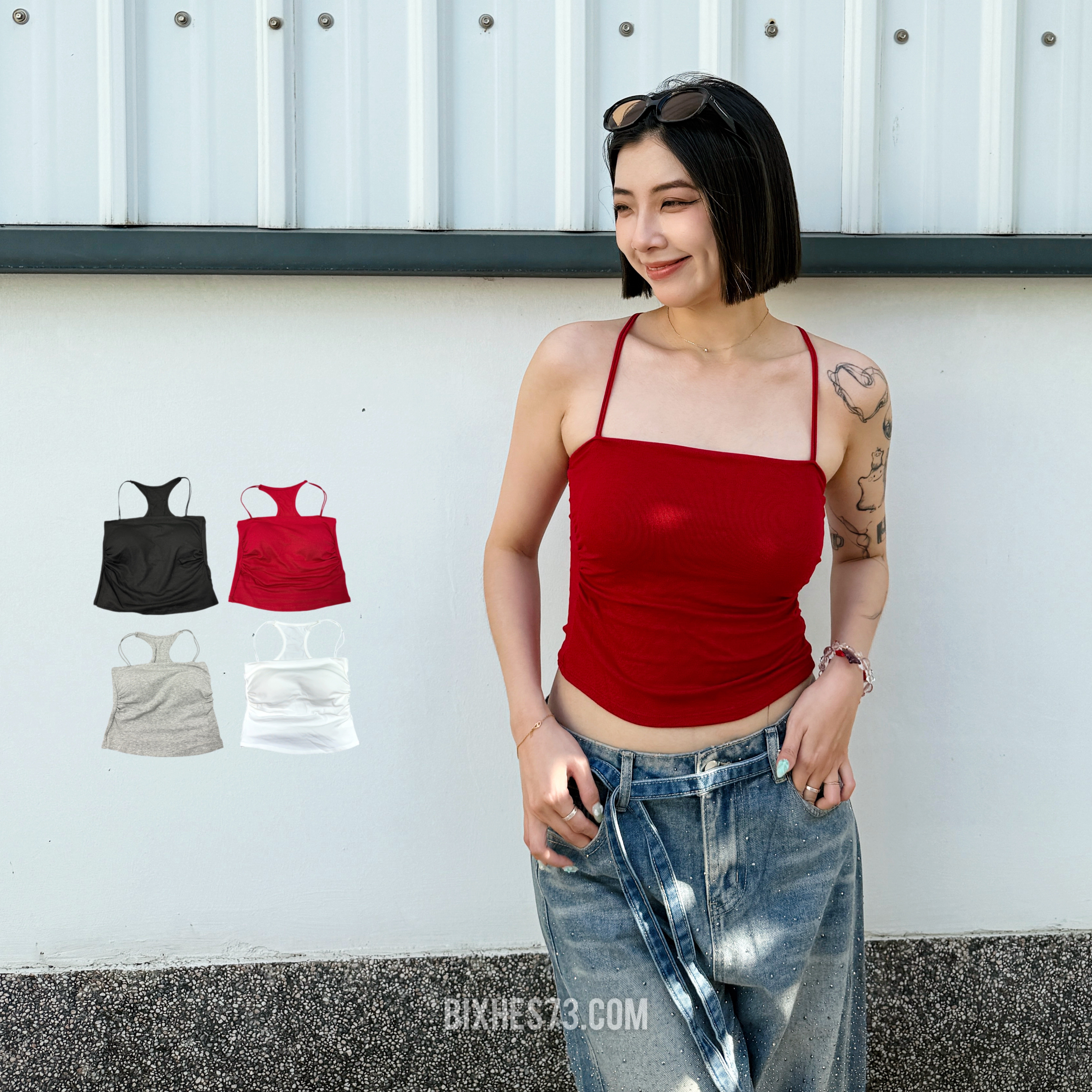 歐美細線後工字背心(C00030)