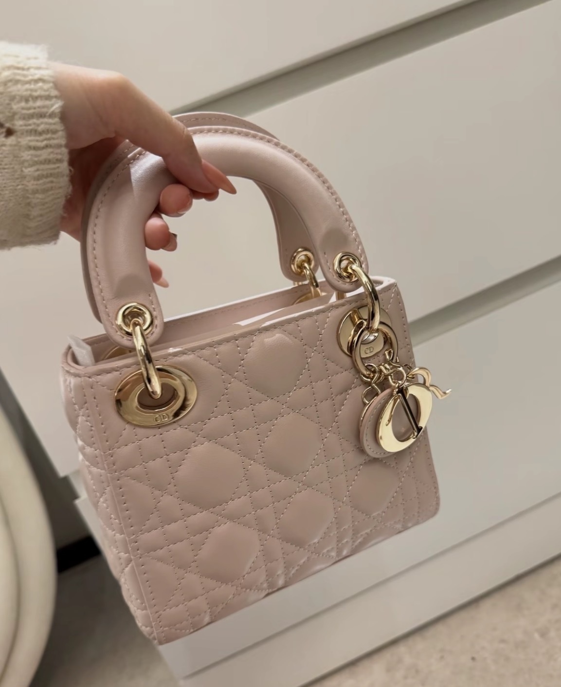 Dior Lady Dior Mini Blush Cannage Lambskin 羊皮 金扣 鏈條 胭脂米色 手袋