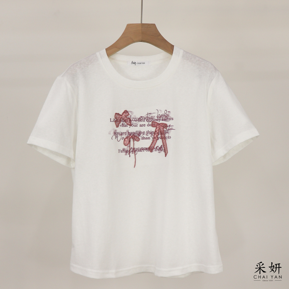 縫線蝴蝶結短袖上衣